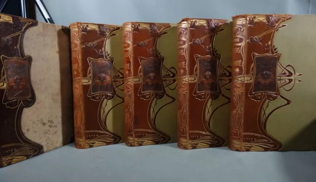 H. KRAEMER L'Univers et l'Humanité 5 volumes illustrés RELIURES Art Nouveau BONG