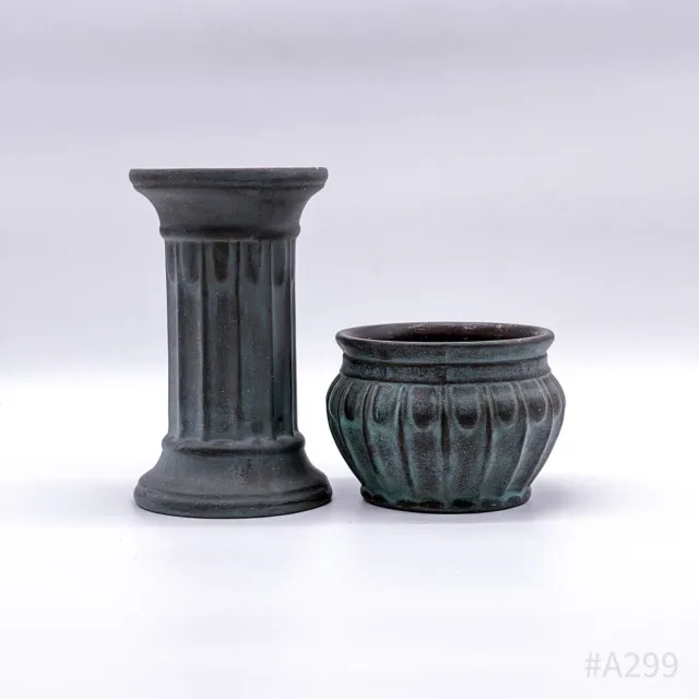2er Set Vintage Vase & Blumen-übertopf Marqué 435/B Fait à la Main 2 Pièce