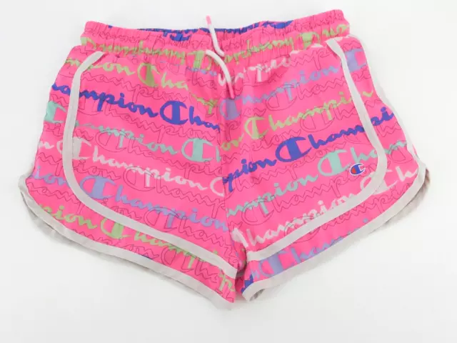 Champion Logo Girls Running Shorts Elastic Waist Lightweight Drawstring Sz 14/16
