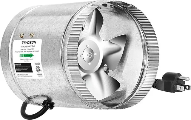 VIVOSUN 6 inch Inline Duct Fan 240CFM, HVAC Exhaust Intake Fan Low Noise