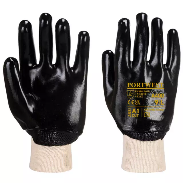 Portwest A400 PVC Knitwrist Gloves Waterproof Fully Coated Work Gardening DIY