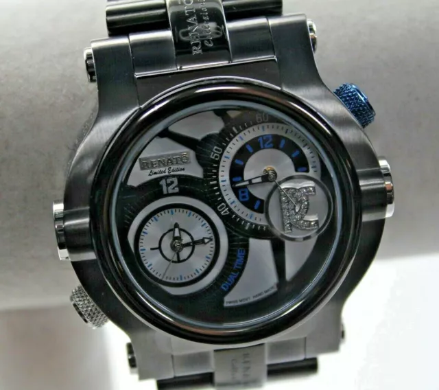 RENATO DUAL TIME Gen 8 Beast Two tone Watch Blue Gold Diamond Dial Watch 132.50 PicClick