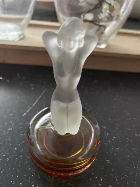 Ancien flacon de parfum epoque art deco bouchon femme nue dépoli Style Lalique