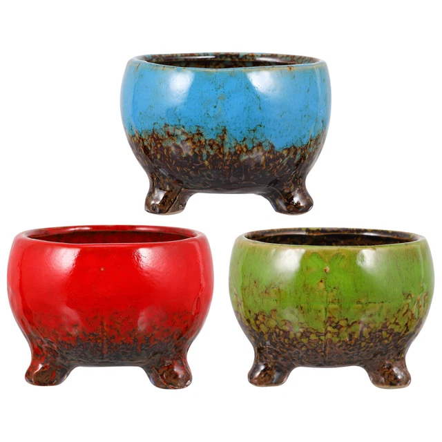 3Pcs Sukkulenten Pflanzer Keramik Blumentopf Pflanzer Porzellan Gärtnerei Topf