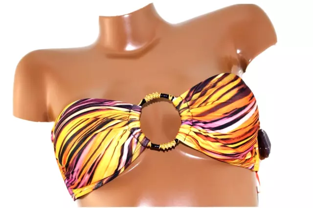 Luxe by Lisa Vogel Bandeau Ring Top & Ring side bikini  bottom set  sz 8 3