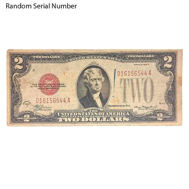 1928 $2 Bill Legal Tender Currency Note Red Seal Cull