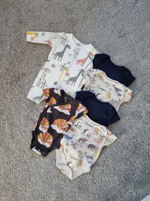 Unisex Baby Bundle Babygrow Vests 0-3 Months Animals sleepsuit bodysuit x