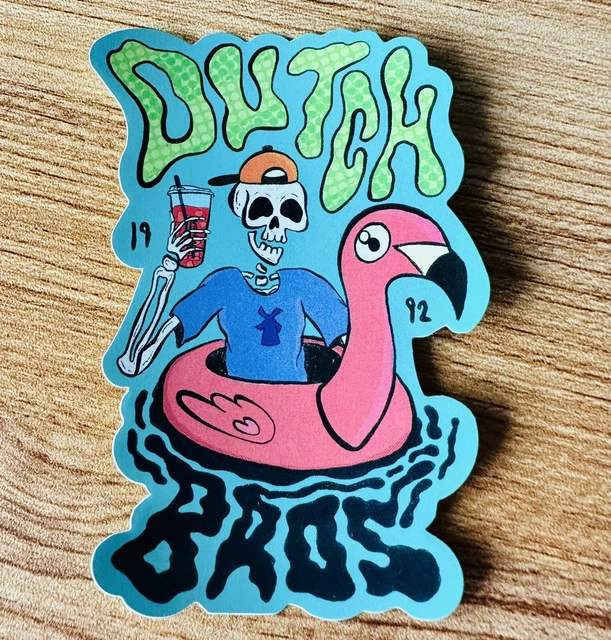 *NEW* DUTCH BROS Sticker JUNE 2023 Skeleton Pink Flamingo Floatie