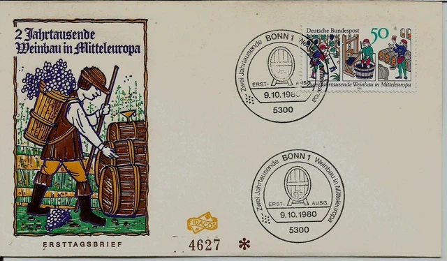 BRD FDC MiNr 1063 (1Pa) Zwei Jahrtausende Weinbau in Mitteleuropa Landwirtschaft