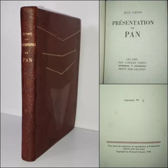 Jean GIONO Présentation de Pan EO 1/30 EX. DE TÊTE SUR ARCHES 1930 cahiers verts