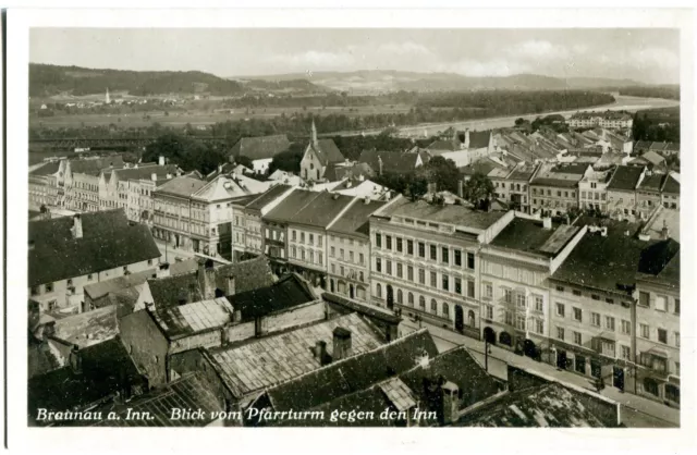 AK BRAUNAU AM INN /O. Ö. Blick vom Pfarrturm, Straße 30er