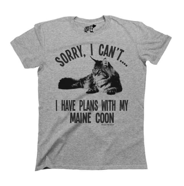 Womens Maine Coon Cat T-Shirt Sorry I Have Plans Stanley Stella Premium Quality