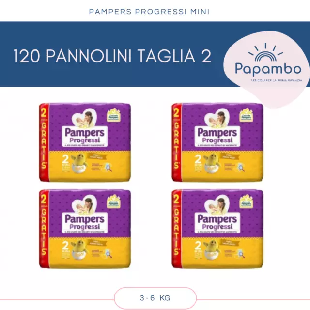 112 PANNOLINI PAMPERS MINI TAGLIA 2 (3-6 kg)  2 PACCHI DA 54 PZ CONVENIENZA