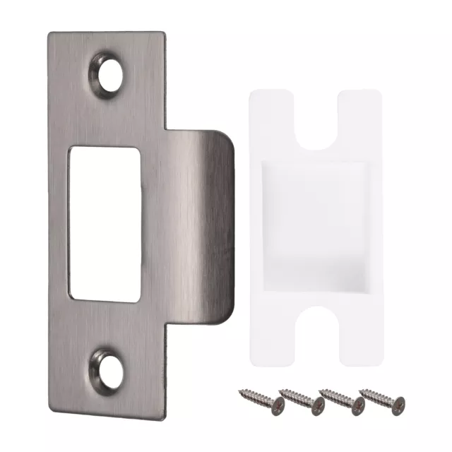 70mm x 40.3mm 304 Stainless Steel Door Latch Strike Plate with Box, Dark Grey