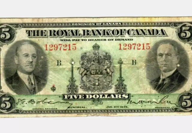 $5 "Royal Bank Of Canada" (1935) $5 "Royal Bank Of Canada" (1935) Rare!! Nice!!!