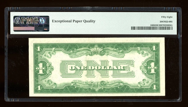 DBR 1934 $1 Silver Funnyback Fr. 1606 BA Block PMG 58 EPQ Serial B34022230A 2