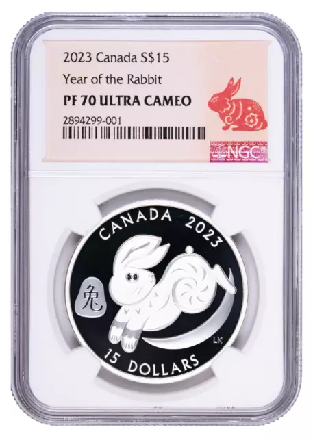 2023 $15 Canada NGC PF70 Year of the Rabbit 1oz Silver Proof Coin - Includes Box