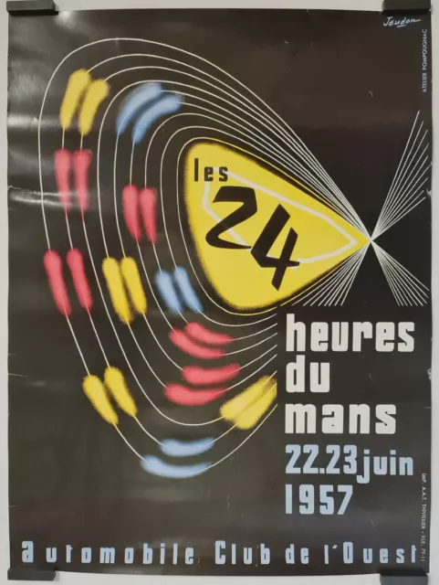 Jeudon Die 24h Lemans 1957 Plakat Sport Automobil Sarthe Circa 1970