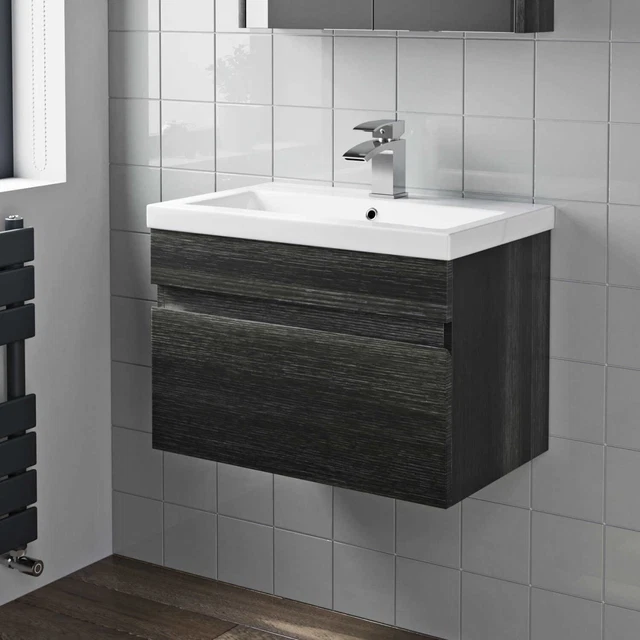 Libras 600 2 Drawer Wall Hung Basin Unit Matt Grey