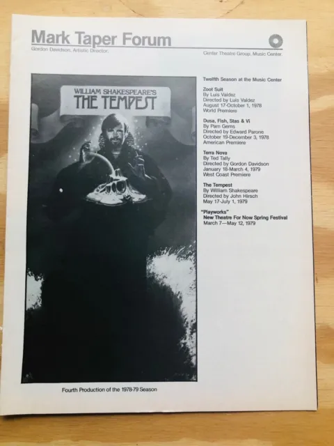 TEMPEST '79 Center Theatre Taper Anthony Hopkins Stephanie Zimbalist Carver