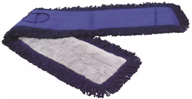 48" x 5" Blue Microfiber Fringed Dust MOP HEAD w/ Canvas Backing blue M850048