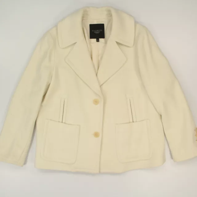 TALBOTS WOMEN'S WOOL Blend Pea Coat Jacket Petites Size 14P Cream ...