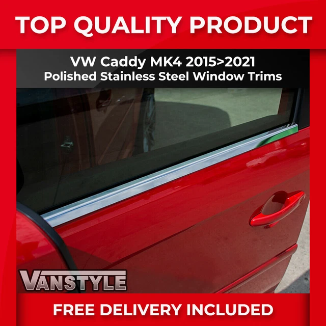 Fits Vw Caddy Rhd 15>21 Front Window Trim Set Polished Stainless Steel Chrome