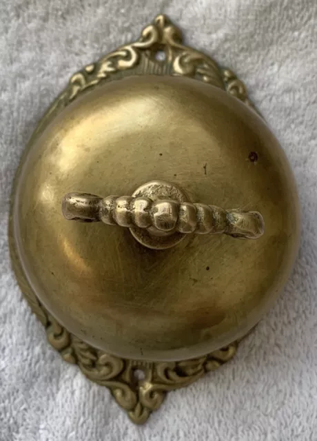 Solid Brass Victorian Antique Vintage Mechanical Hand Turn Doorbell