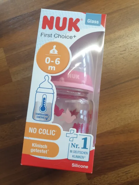 NUK First Choice Plus Glas Babyflasche Trinksauger Anti Colic 120ml Flasche