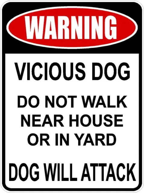 Warning Sign vicious  BEWARE OF attack GUARD dog security patrol NO PET