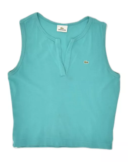 LACOSTE Womens Vest Top Size 42 Large Turquoise Cotton AB14