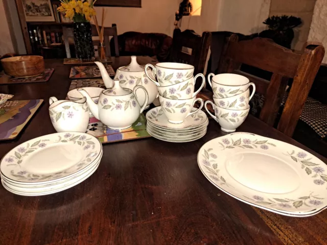 Royal Adderley Fine Bone China 'Charmaine' Dinner Service, Tea Cups, Tea Pot,