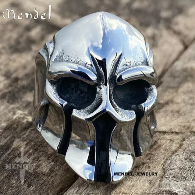 MENDEL Mens Biker Gladiator Skull Spartan Helmet Ring Stainless Steel Size 7-15
