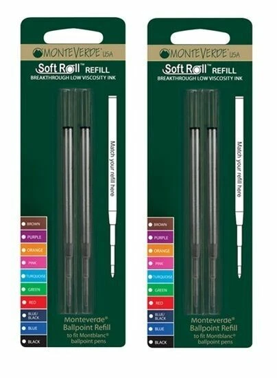 2 Packs, Montblanc Ballpoint Pen Refills by Monteverde, Sealed Packs, Bold, M14