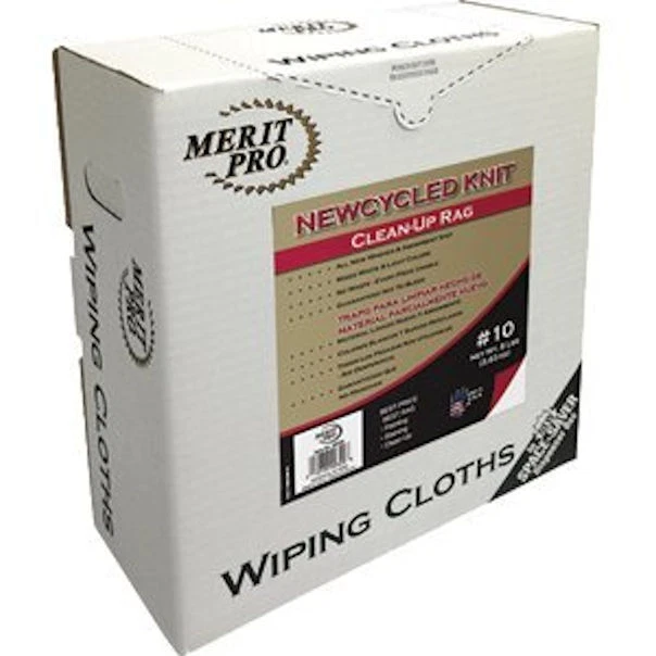 MERIT PRO 99309 #10 8Lb Box New Cycled Knit Clean Up Rag Box
