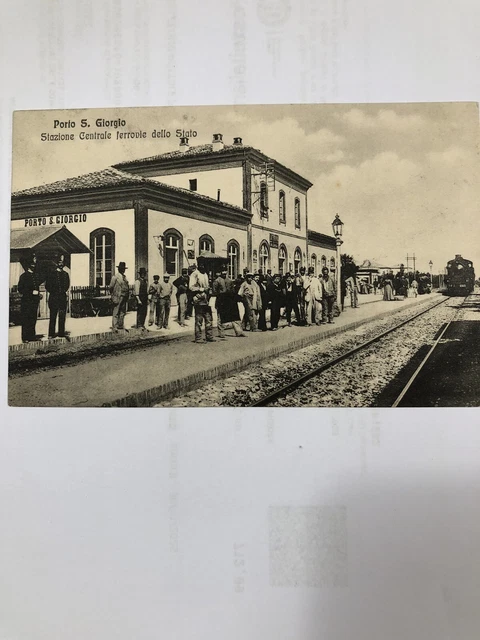 Porto San Giorgio Fermo Interno Stazione Con Treno E Grande Animazione Viag 1912