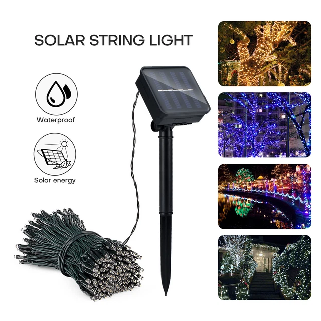 100/200 LED Solar Fairy String Light Copper Wire Outdoor Waterproof Garden Decor