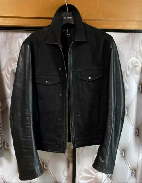 Alexander Mcqueen MCQ Leather Denim Jacket Men Black M RARE