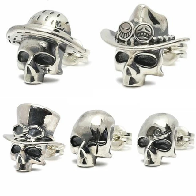 Pre-Order One Piece Skull Earring Luffy Ace Sabo Zoro Sanji Silver 925 Japan New