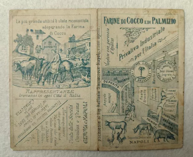 Calendarietto Barbiere 1887 Napoli Farine Cocco E Palmizio Commerciali