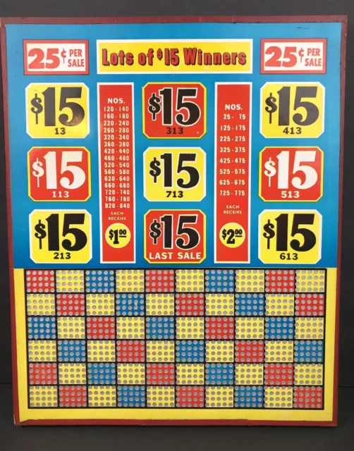 Vintage Lots Of 15 Winners Gambling Punch Board Unused Rare