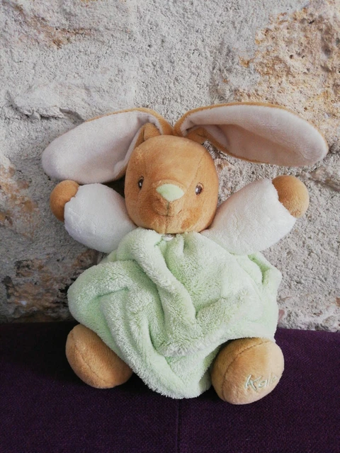 Doudou Kaloo Lapin Boule Plume Vert Marron Blanc