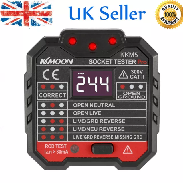 Malfunction Detector Digital Display Plug Socket Tester Mains Fault Checker UK