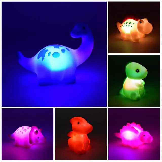 6pcs Light up Changing Water Toy Bath Toys Color Floating Dinosaur Bath Toys ⇞