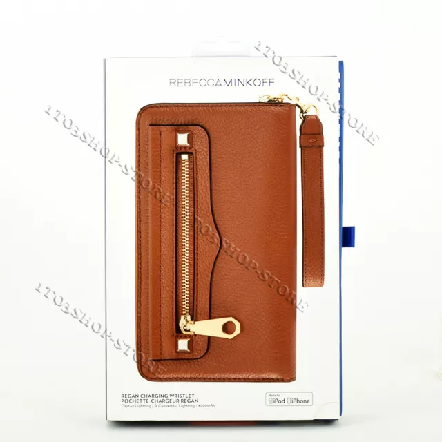 Rebecca Minkoff Regan Universal iPhone Plus & Max Brown Leather Wristlet Wallet