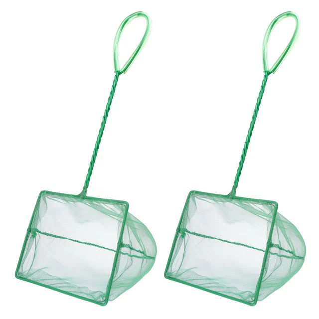 2x Aquarium Green Square Shrimp Fish Tank Catch Betta Scoop Net 5 X 6 X 5.5 In
