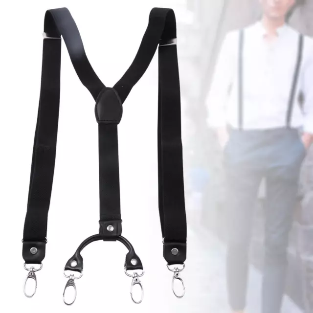 Mens Suspenders Adjustable Heavy Duty Elastic Straps Y Back Braces Black