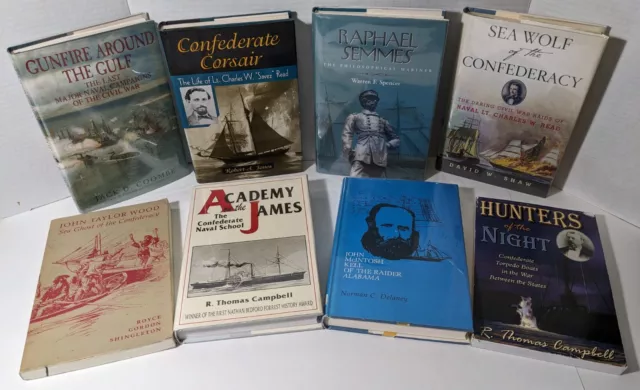 8 book lot CIVIL WAR Confederate Navy Naval Warfare, Raphael Semmes, CSS Alabama