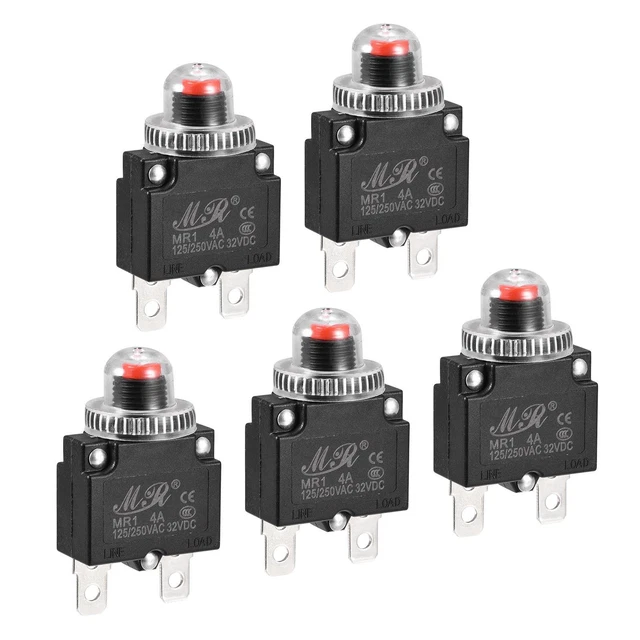 Circuito Sovraccarico Protettore 4A AC125/250V DC32V Premi Pulsante 5pz