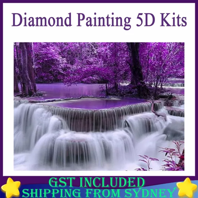 Purple Waterfall Diamond Painting 5D Kits Full Drill Embroidery Decor DIY Gifts